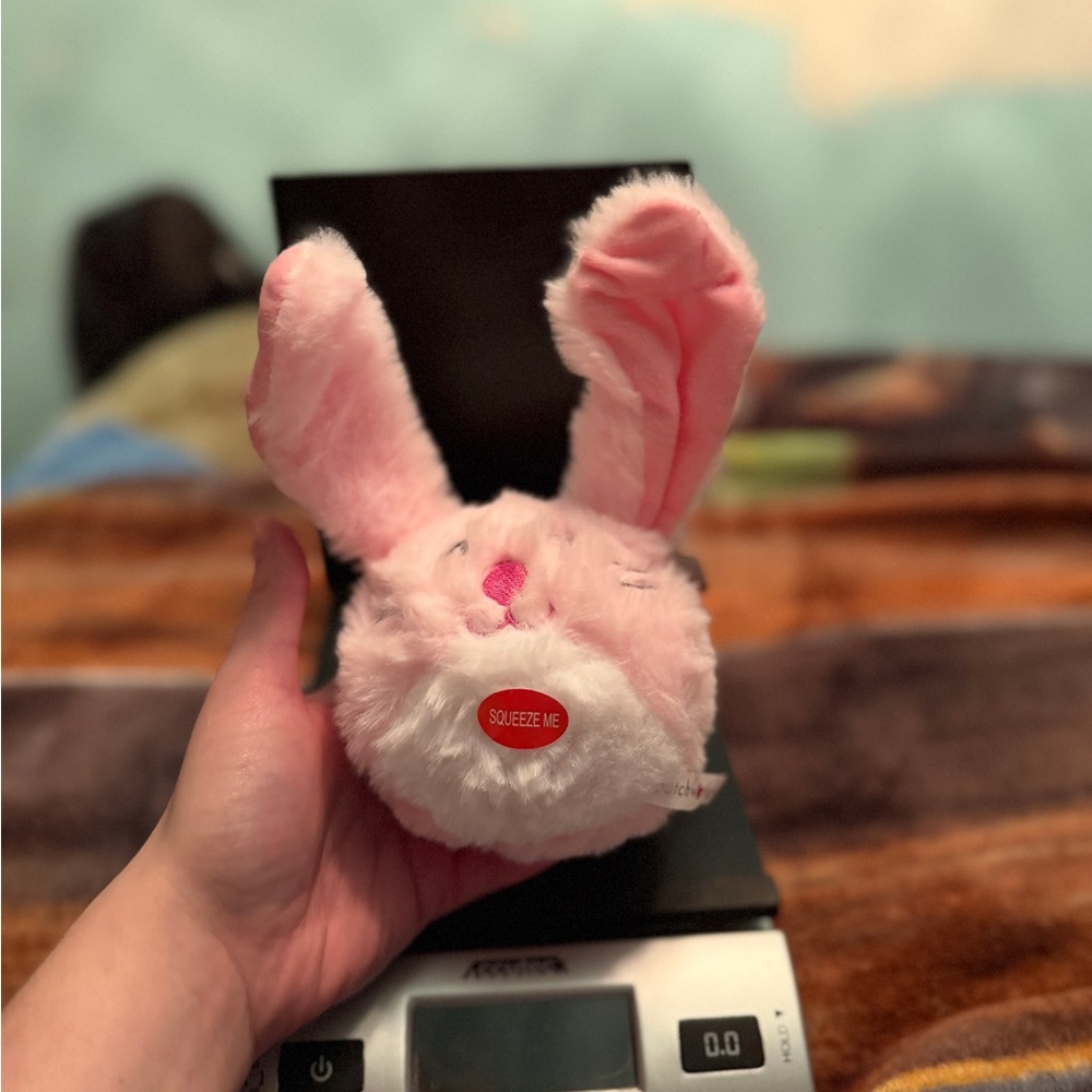 Patchwork Pricklet Rabbit 4 Inch‎ Pink Plush Dog Toy Spiky Ball Destroyer 02792